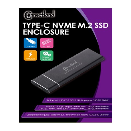 Boitier externe M.2 Nvme Connectland - USB 3.0 - New PC Charenton